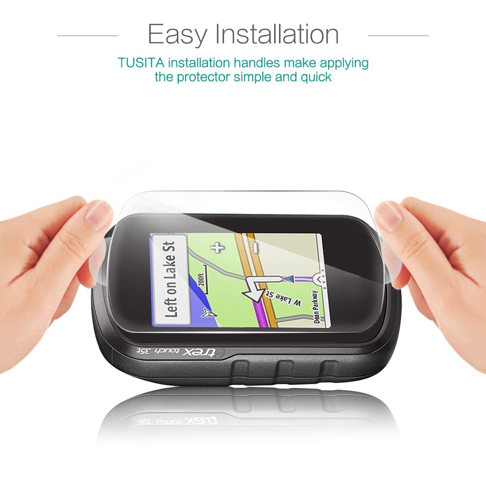TUSITA Verre Trempé Pour Garmin ETrex Touch 25 35 35t - Protection Ecran [2 Pièces] Anti-Rayure, Film Sans Bulles D'air, Vitre Ultra Résistant Dureté 9H Avec Kit D'Installation D'Appli Facile