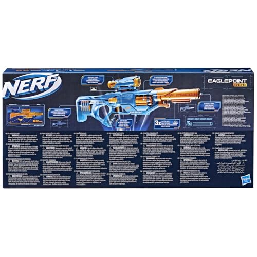 Nerf Elite 2.0 Eaglepoint RD-8 Blaster, 8-Dart Trommel, abnehmbares Fernrohr und Abnehmbarer Lauf, mit 16 Nerf Darts und Bolzen, 27 Meter Schussweite