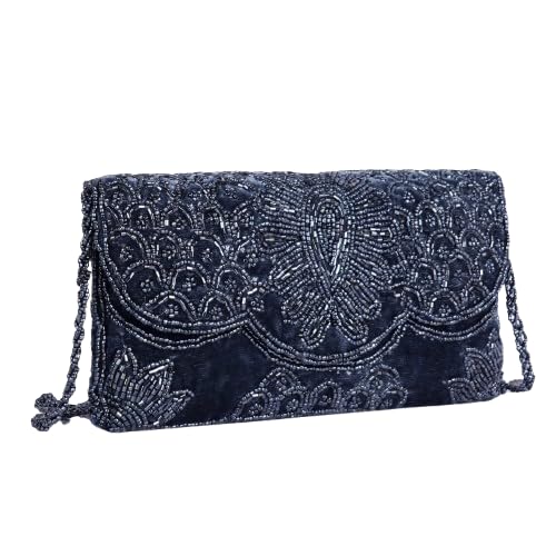 lancer Beaded Clutch Purse for Women | Elegant Party Use Evening Bag with Magnetic Lock, Metal Zipper & Multi Compartments – Stylish Embroidered Handbag for Wedding & Casual Use-picture-51