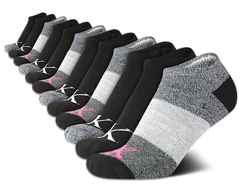Image of Calvin Klein Womens No Show Socks - 12 Pack Breathable Lightweight Athletic Low Cut Running Socks for Women