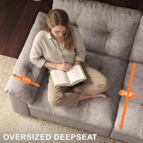 Image of Oversized Modular Sectional Sofa with Storage, Modern Deep Seat Cloud Couch for Living Room, L-Shaped Large Sectional Couch, Only Ottoman, Gray