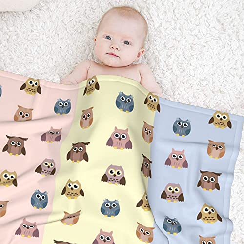 Image of COWKOW Cute Owl Pattern Baby Blankets for Baby Boys Girls, Super Soft Cozy Plush Nursery Crib Blanket for Toddler, Infant, Stroller Nap, Newborn 40x30 Inches