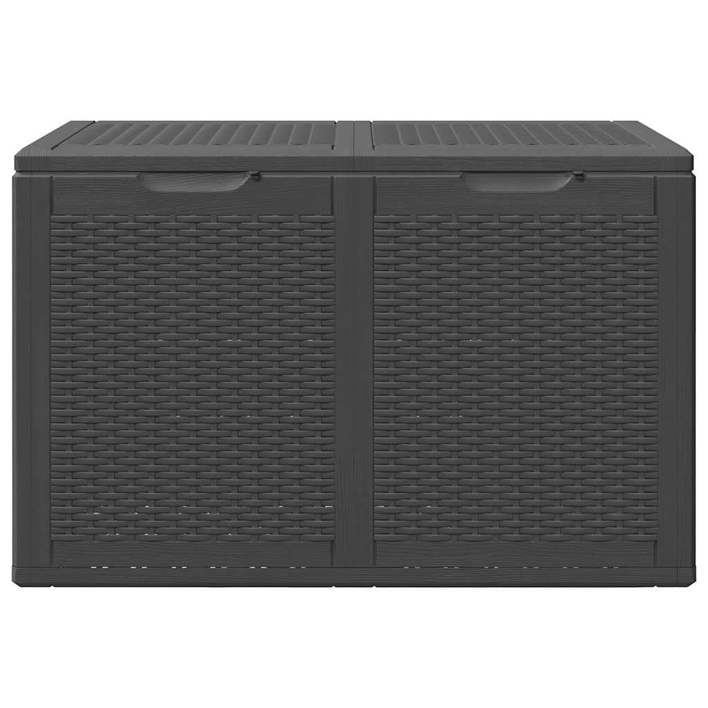 Caja de almacenamiento de jardín de 180 l de color negro, resistente a los rayos UV, ratán PP, resistente a la intemperie, para terraza, piscina y jardín, fácil de transportar, versátil