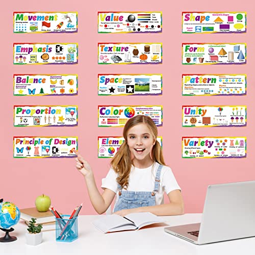 Image of Art Posters Elements of Art Principles of Design Poster Arts Bulletin Board Set for Classroom Arts Education Posters Decor for Middle School High School Classroom Decorations
