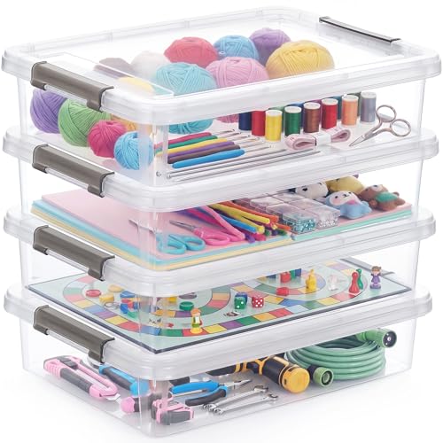 Image of Citylife 6Qt 4Packs Clear Craft Organizers and Storage BOX, Sensory Bins