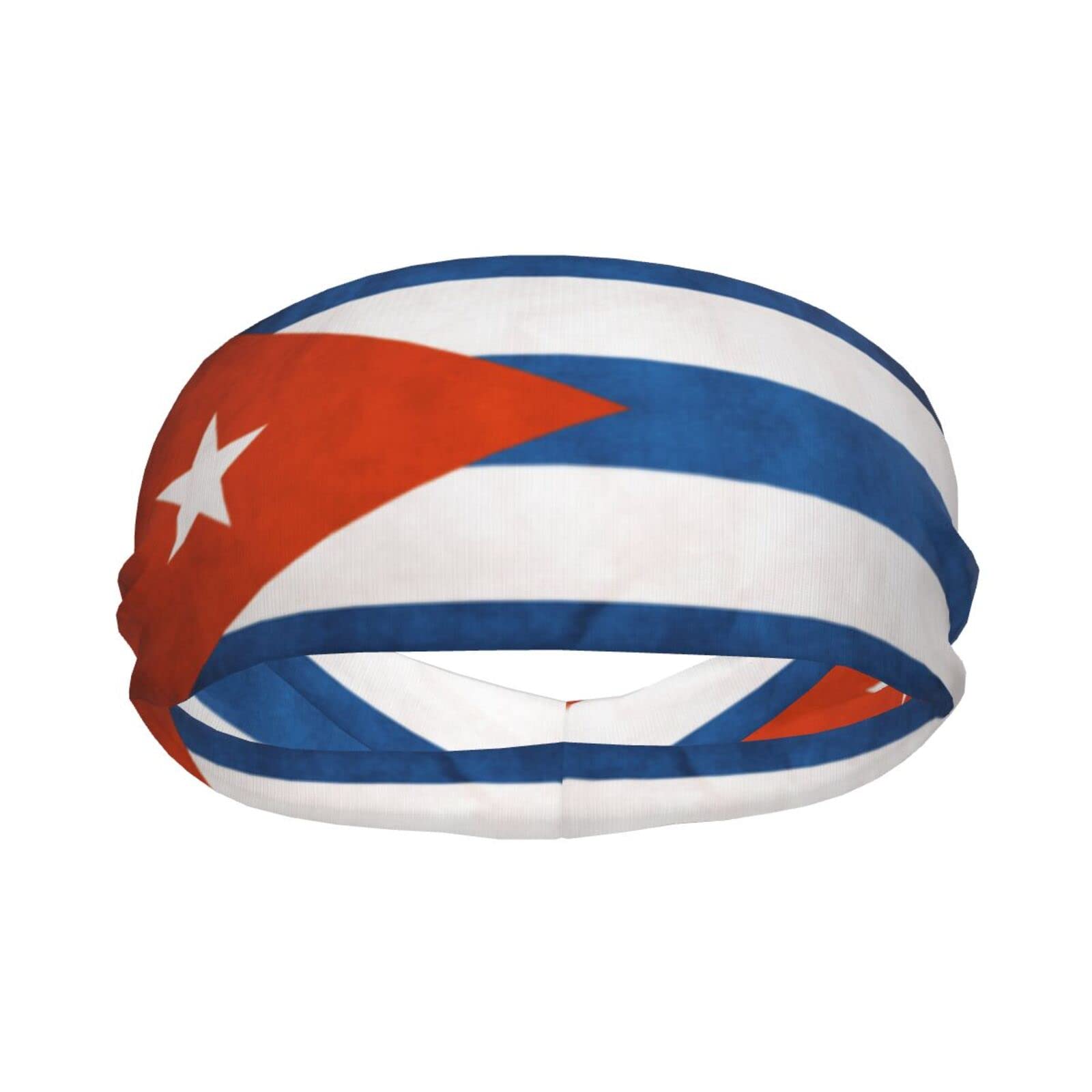 Women Men Ugly Cuban Cuba Flag Yoga Workout Exercise Headband Sweat Wicking Hair Bands