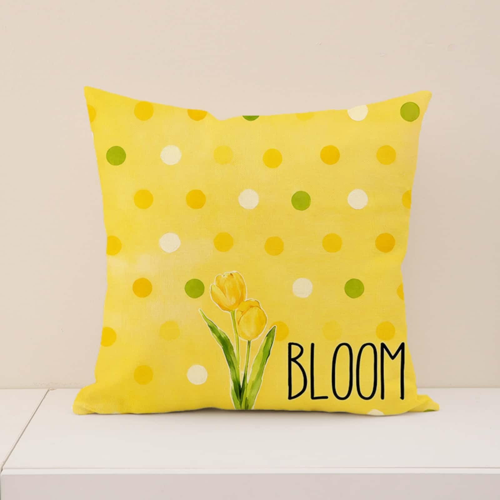 Cushion Covers 40cm x 40cm Green Yellow Sofa Cushion Cover Linen with Invisible Zippers,Throw Pillow Covers for Bedroom Home Decor