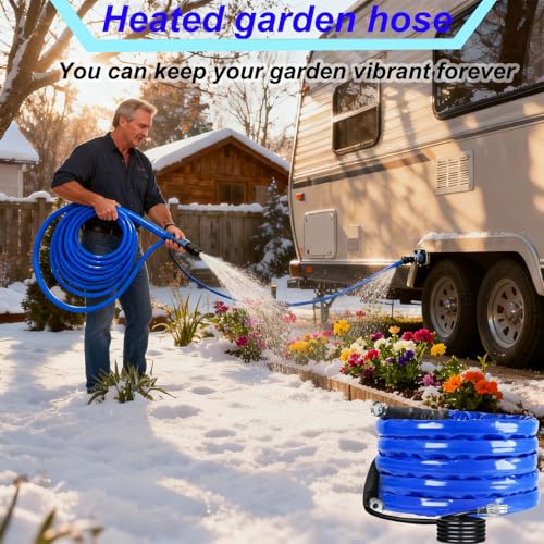Image of 15 FT Electrically Heated Water Hose for 5 /8 inch Inner Diameter,Antifreeze to -20F /-28C with Energy-Saving Thermostat & 3 /4 inch Adapter Garden /RV /Camper /Livestock /Agriculture /Kennels