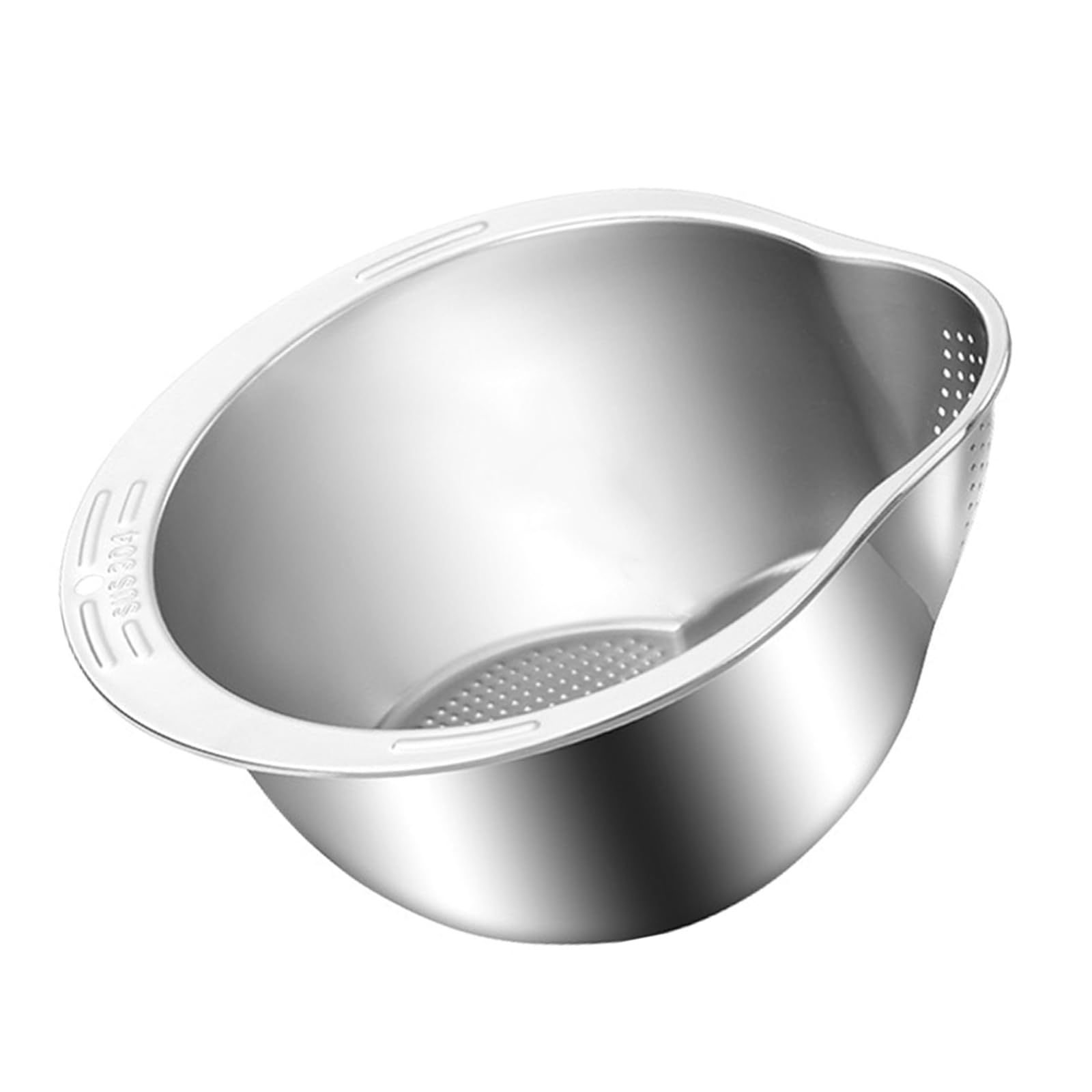 LUCKGONI Steel Rice Washing And Draining Bowl With Side Drainer and Grater Small Colander Bowl For Efficient Kitchen Use