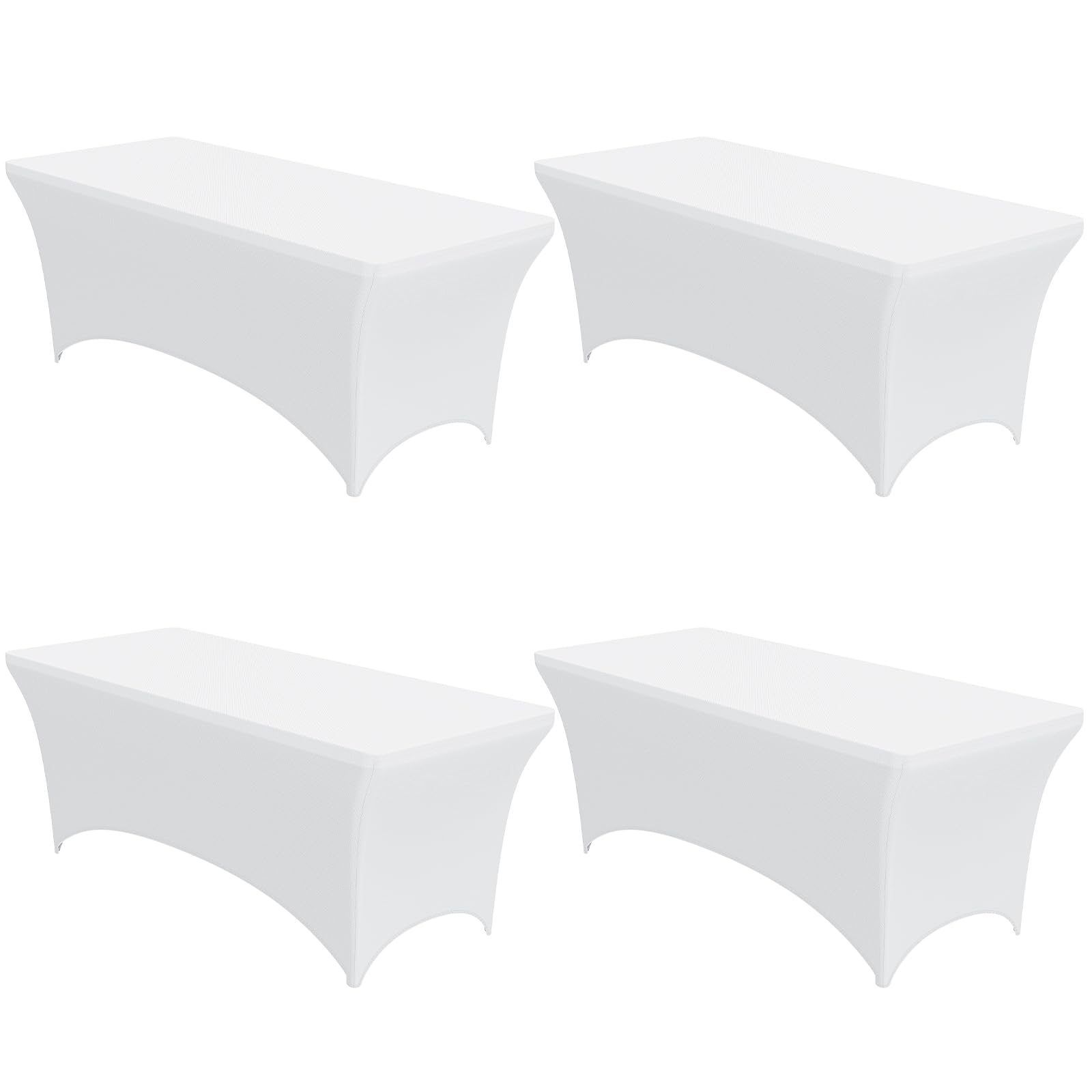 Photo 1 of Niuara 4-Pack White Spandex Tablecloths – 48"x30"x30" Stretch Fitted Table Covers for 4ft Rectangle Folding Tables, Wrinkle-Resistant Tablecloth for Wedding, Banquet & Outdoor Events