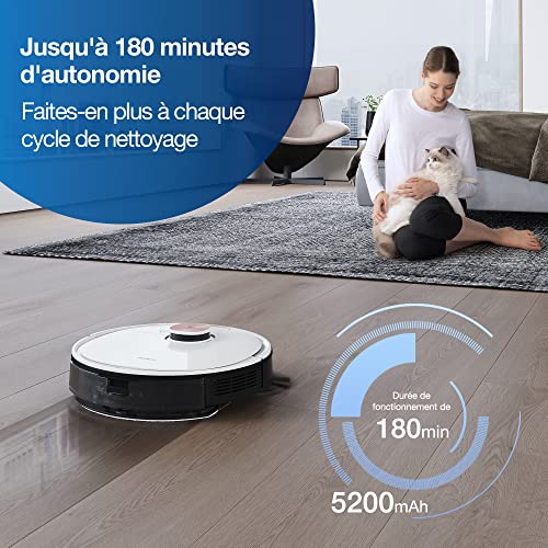 ECOVACS Deebot OZMO T8 Pure Aspirateur Robot Laveur, Navigation Laser dToF, Évitement d'obstacles, Cartographie Multi-étages, Zones de Nettoyage Personnalisées, 5200mAh, Autonomie de 260 Minutes - Image 7