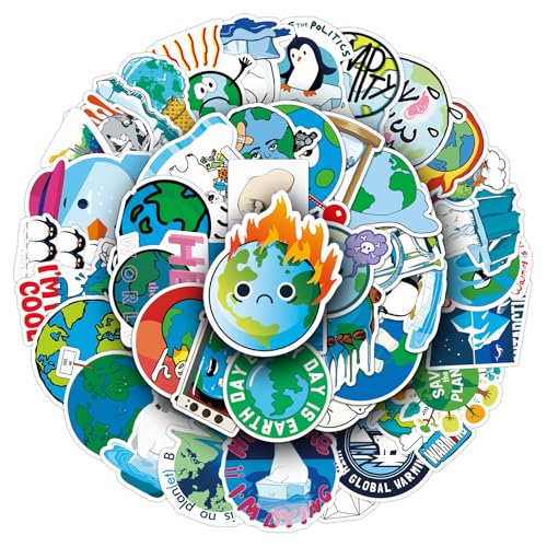 50Pcs Climate Change Stickers Waterproof Vinyl Environmental Awareness Decor Decals for Laptop Backpack Water Bottle - Personalized Stickers for Kids Adults & Eco-Enthusiasts(Global Warm)