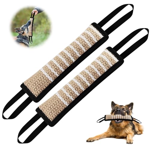 Beisswurst Für Hunde, 2 Stück 30cm Jute Beisswurst, Beißwursts Hunde Mit 2 Griff, Sehr Robustes Hundes Beisswursts, Hundes Training Zubehör, Zerrspielzeug Hund Zum Training Zerrspielzeug (Schwarz)