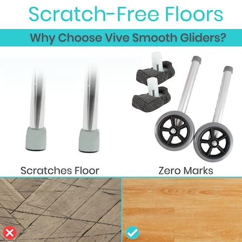 image for Vive Walker Wheels, Ski Glides, Accessories Covers for Seniors (6 PCS)