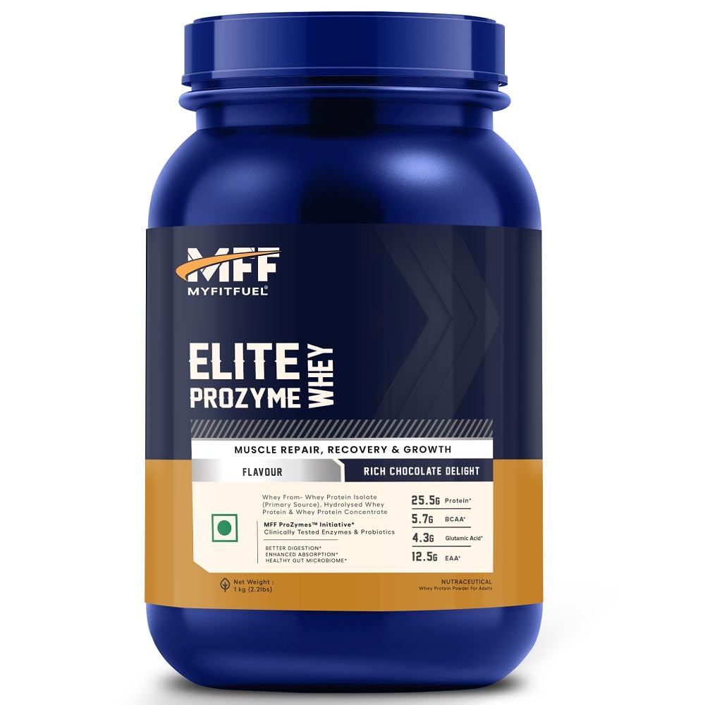 Elite ProZymes Whey Isolate Primary Source, Hydrolyzed Whey | Clinical Trial Enzyme & Probiotics For Faster Digestion Enhanced Absorption & Gut Health (Chocolate Hazelnut, 1 Kg)