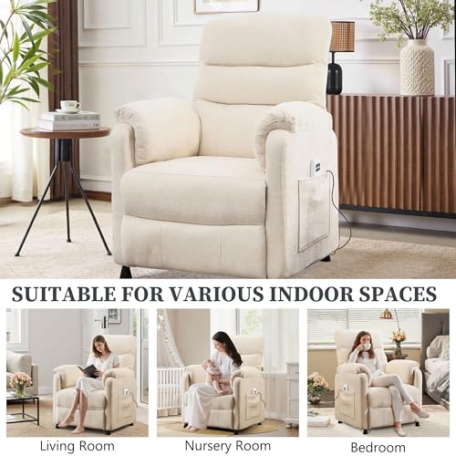 Sillón eléctrico reclinable blanco chenille miniatura 7
