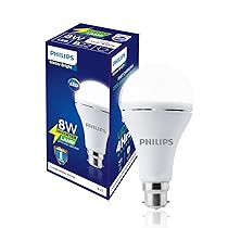 PHILIPS Stellar Bright Rechargeable Emergency Inverter LED Bulb, B22 8-Watt-Crystal White(Pack of 1)