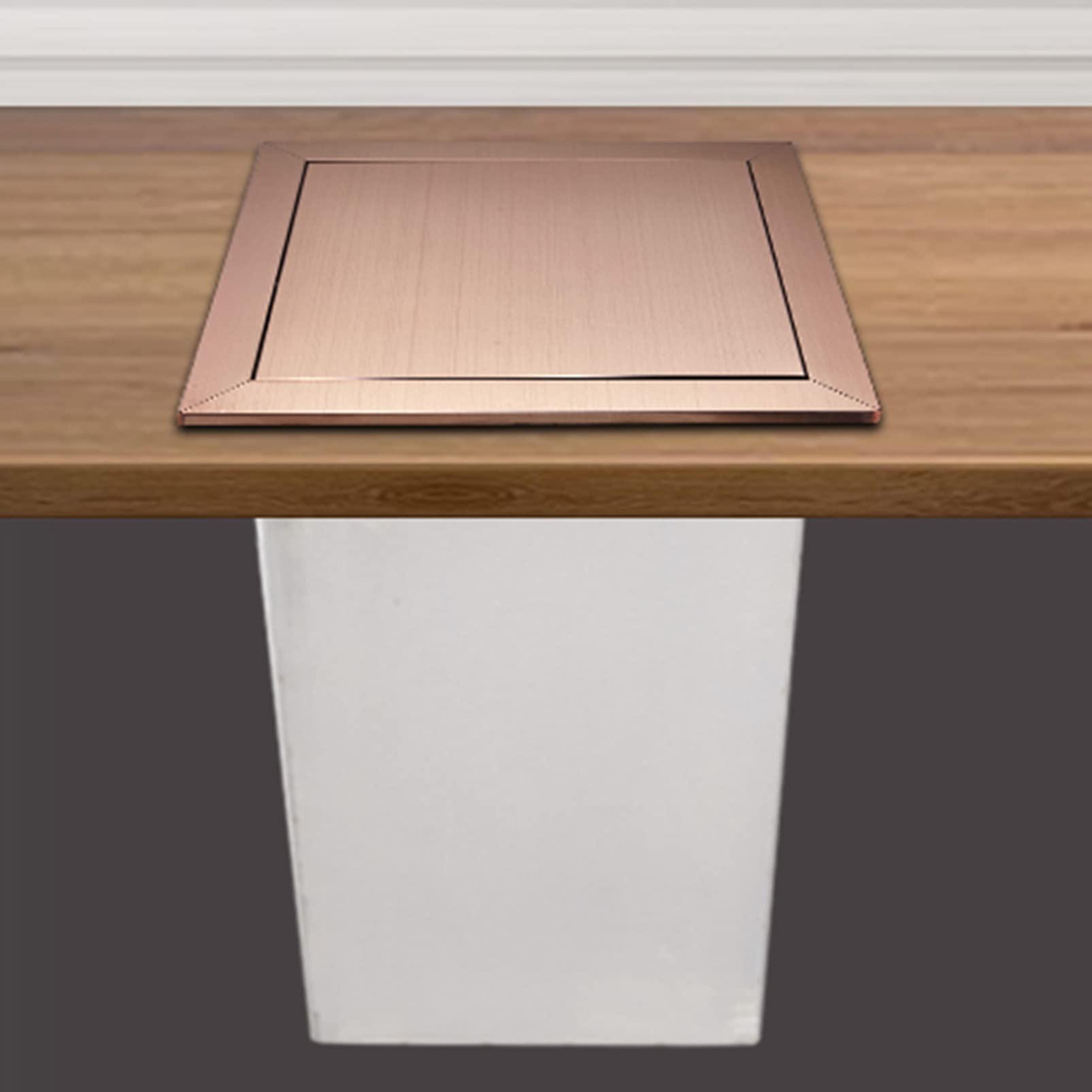 Countertop Built-in Trash Can Kitchen Cabinet Waste Chute 12.5L Stainless Steel Bin(Rose Gold)