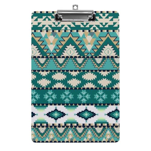 Documents A4 rangés avec ce presse-papiers pince porte-formulaires clipboard motif ethnique vert