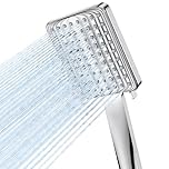 VOXON Shower Head High Pressure, Rainfall Shower Heads with 6 Spray Modes, Power Water Saving ShowerHead, Universal Square Shower Head, Handheld Large Rain Shower Heads for Electric Shower, Silver