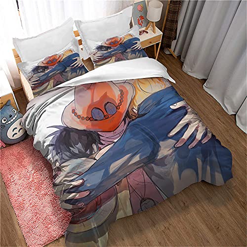 EU-VV Juego De Cama para 2 Personas, One Piece Ace, Luffy Juego De Cama De 3 Piezas Funda Nórdica Y Fundas De Almohada Microfibra Suave Hipoalergénica ((220x240 cm)-Cama de 150/160,patrón 05) Cover