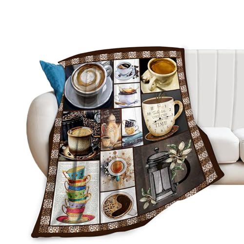 Coffee Blanket Gifts for Girls & Boys - Motivational Food Throw Blanket, Soft Warm Flannel Fleece for Kids & Adults, 40