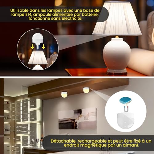 Ampoule rechargeable E14 avec aimant et télécommande pour secours