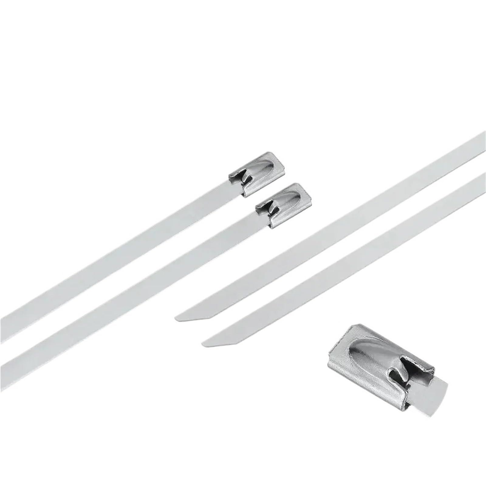Metalowe opaski kablowe, Metalowa opaska zaciskowa kulkowa ze stali nierdzewnej 304, samoblokująca, szerokość 4,6 mm, opakowanie 5 rozmiarów, wysoka temperatura(100pcs 100x4.6mm)