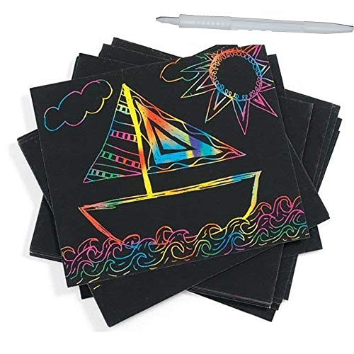 Image of Vibgyor Vibes Do it Yourself (DIY) Rainbow Art Scratch Paper Sheets with Stylus, 10 Pages