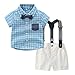 Produktbild TTLOVE Sommer Kinder Kleidung Kleinkind Baby Boys Gentleman Fliege Gestreiften Plaid T-Shirt Tops + Shorts Overalls Outfits Festliche Taufe Hochzeit FüR Jungen Bekleidungssets (Blau,90)