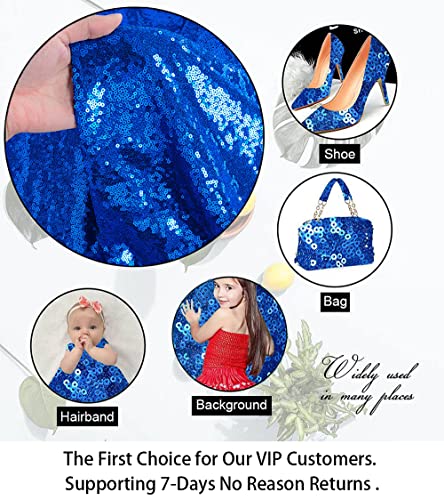 3 Feet 1 Yards Royal Blue Sequin Fabric, By The Yard, Blue Sequin Fabric, Tablecloth, Linen, Sequin Tablecloth, Table Runner (Royal Blue) #TOP4