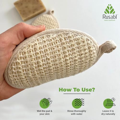 Rusabl Ramie Bath Loofah for bathing (Oval, Pack of 1), Body Loofah, Exfoliating Bath Sponge Made of 100% Natural Ramie Fibre, Bathing Scrubber for Men and Women Cleanses &... - Image 5