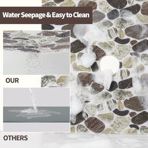 Hombys Non Slip Shower Mat 27x27 in, Shower Floor Mats with Drain Hole, Secure PVC Loofah Mat, Boho Coffee Pebble by HOMBYS - Image 7