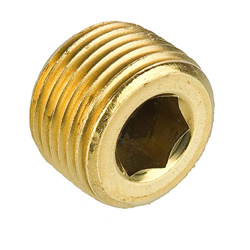 Parker Hannifin 219P-2-pk5 Countersunk Hex-Head Plug Pipe Fitting, Brass, 1/8" Male Thread (Pack of 5)
