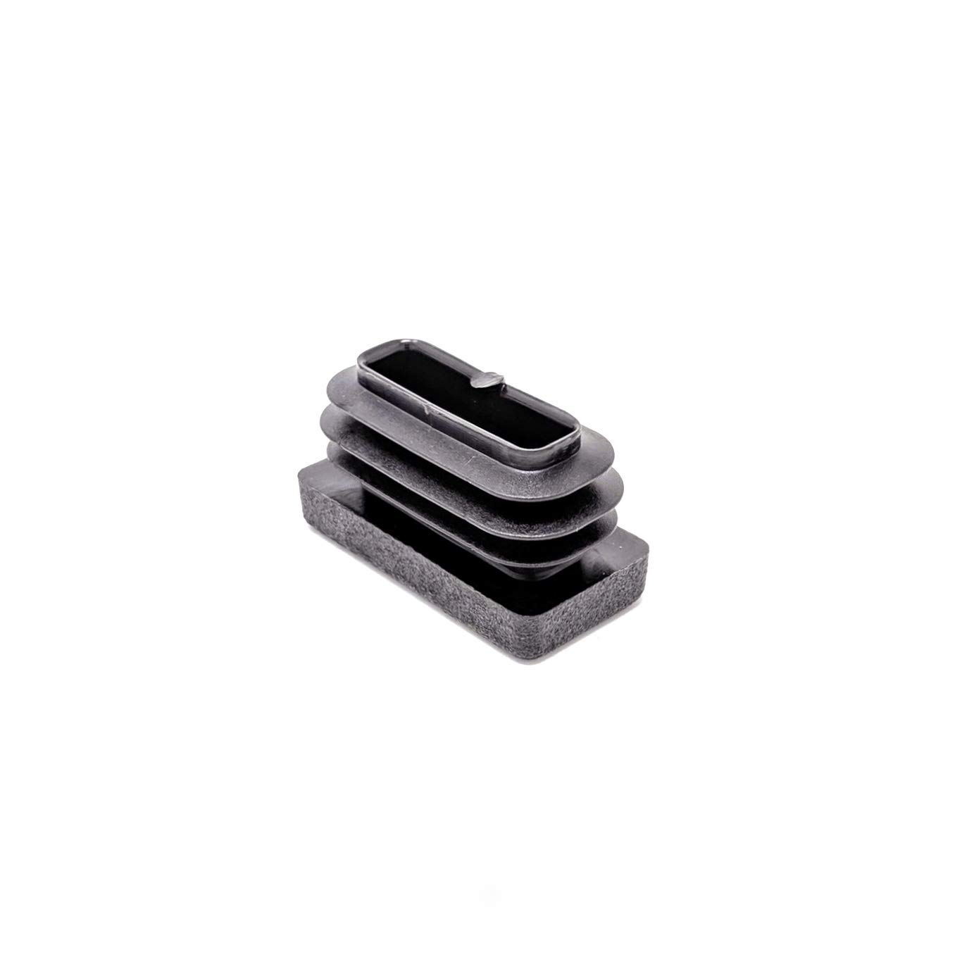 Rectangle Ribbed Plastic Insert Plugs End Caps (Black, 30x15mm See Second Image for Dimensions- Pack of 48) Made in Germany