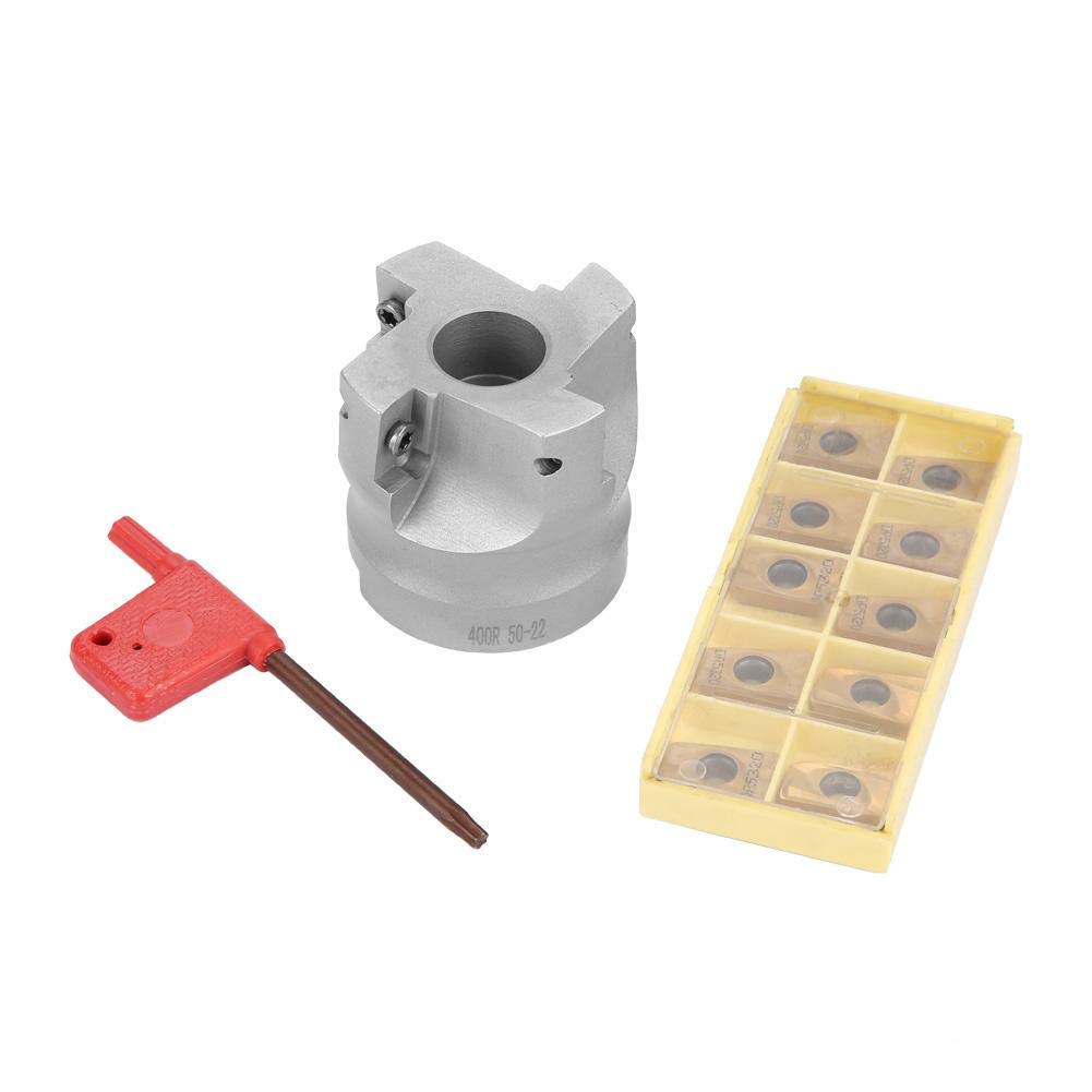 Planfräser, BAP400R-50-22-4F CNC-Schaftfräser Planfräser + 10 APMT1604 Hartmetall-Wendeschneidplatten + T15 Schlüssel für CNC-Maschinen, Metallbearbeitung