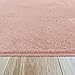 TT Home Wohnzimmer Teppich Hochflor Langflor Kunstfell Weich Modern Unifarben Flauschig, Farbe: Rosa Pink, Größe:120 cm Rund