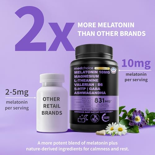 image for MEDCHOICE 12-in-1 Melatonin Sleep Capsules - 10mg Melatonin Extra Stre
