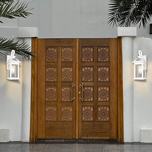 Image of Darkaway Outdoor Lights Fixtures Wall Mount, Outdoor Wall Sconce with Seeded Glass Waterproof Outside Exterior Lights Fixture for House, Front Porch, Patio (2 Pack, White)