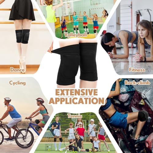 Image of Simgoing 18 Pcs Volleyball Knee Pads for Dancers, Cheerleaders, Breathable Knee Pads for Men Women Kids Knees Protective, Knees Brace for Volleyball Dance Tennis Workout Climbing(L,Black)