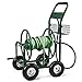 Produktbild DREAMADE Schlauchwagen Metall, Gartenschlauchwagen 80m, Schlauchaufroller mit Korb, Gartenbewässerung Schlauchabroller, Grün