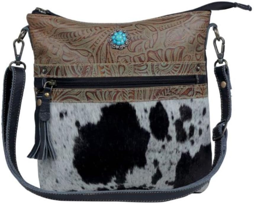 Myra Bag Dusky Black Leather & Hairon Bag S-3374
