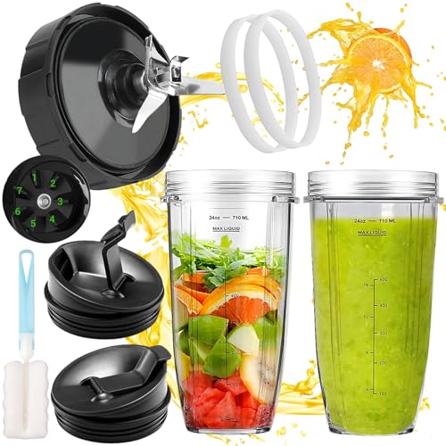 Listado de vaso licuadora ninja que Puedes Comprar On-line. 50 8 Piezas de Repuesto para Licuadora Ninja, con Aspas Licuadora Ninja de 7 Aletas, 2 Vaso para Licuadora Ninja de 24 oz, Juntas de Goma, para Ninja Vaso Licuadora BN751 BN401[4...