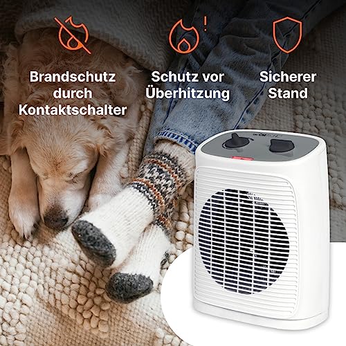 Clatronic® Heizlüfter inkl. Ventilatorfunktion | elektrische Heizung mit stufenlosem regelbarem Thermostat und 2 Heizstufen | Heizstrahler oszillierend | Heizgerät für Bad, Küche, Garage | HL 3800 – Bild 5