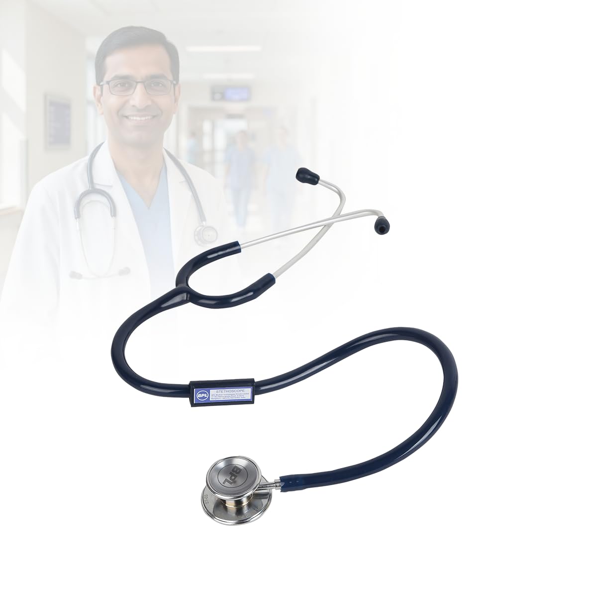 Medical Technologies ST-03 Brass Dual Adult Chest Piece Stethoscope|High Acoustic Level, Versatile Chestpiece for Adult & Pediatric Use|Medical Instrument for Auscultation - Blue