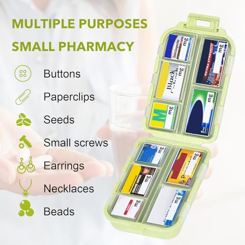 Image of Large Travel Pill Organizer with 189 Labels, Travel Pill Box Pill Case with Labels 7 Day Travel Medicine Organizer Purse Accessories (Yellow, 1 Pack)