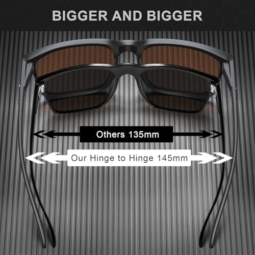 Image of STGATN Big Head Sunglasses for Men - 155MM for Large Wide Heads Men's TR90 Ultralight UV400 Protection Glasses