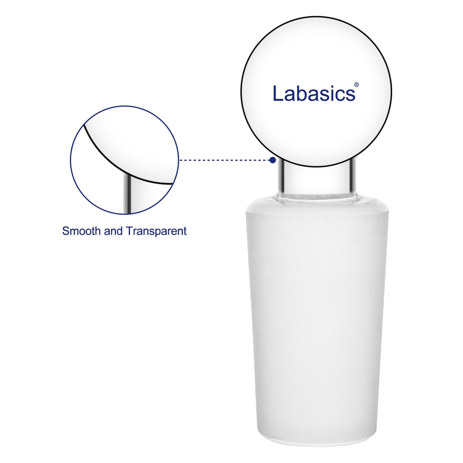 Labasics Massive Glasstopfen, Borosilikatglas-Stopfen, Luftdichter Verschluss für Laborflaschen, Scheidetrichter und Glasgeräte, 5er-Pack, 24/40 Außenschliff
