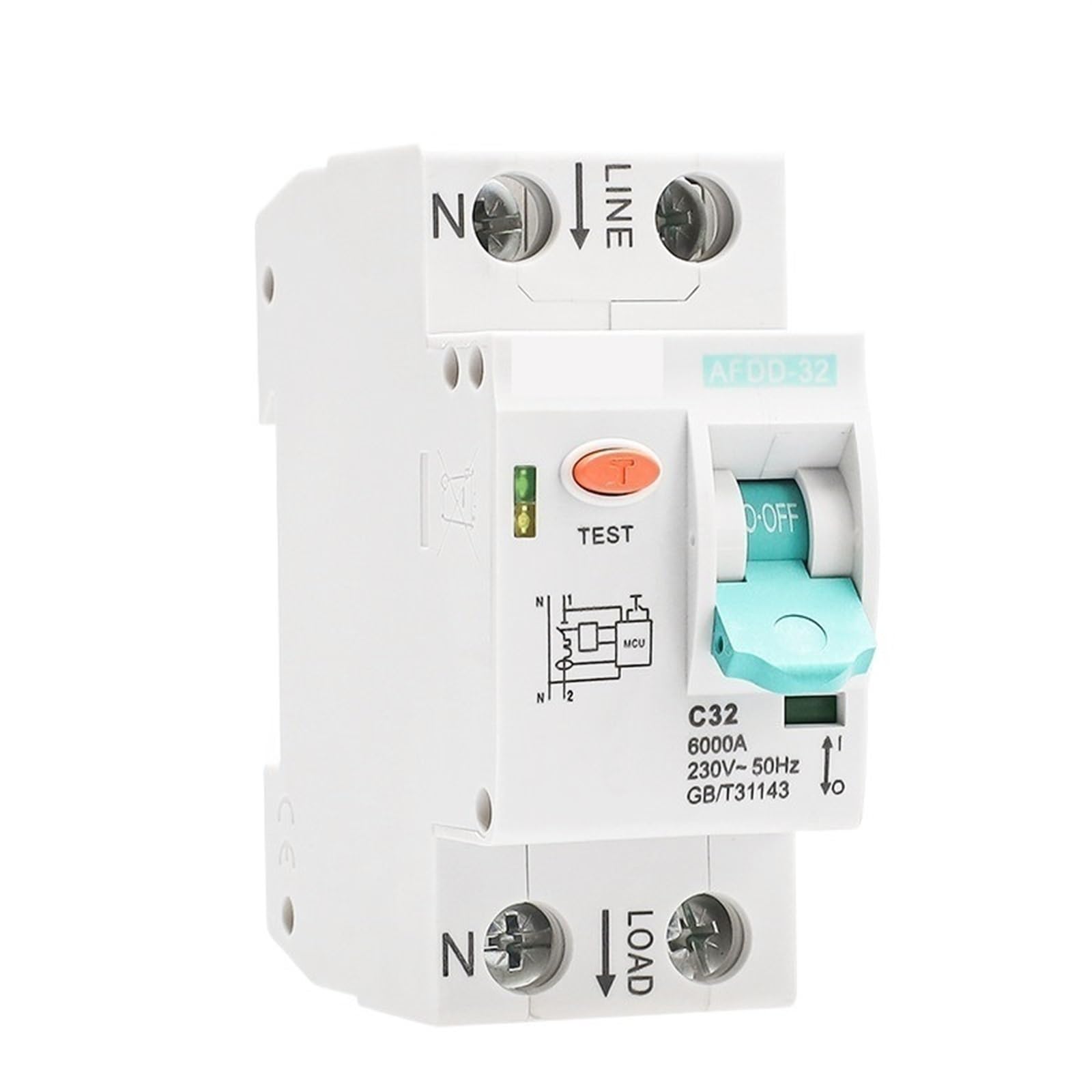 YFHGULBTK AFDD-32 Arc Fault Detecion Device Circuit Breaker Interrupte Overload Short Protection AFDD+MCB 32A 6KA 1P+N 1Pcs(B Curve,25v)