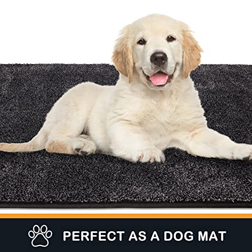 PURRUGS Dirt Trapping Door Mat 31.5" x 47", Non-Slip Machine Washable Entry Rug, Shoe Scraper, Dog Doormat, Super Absorbent Welcome Mat for Front & Back Door, Muddy Shoes & Paws, Charcoal